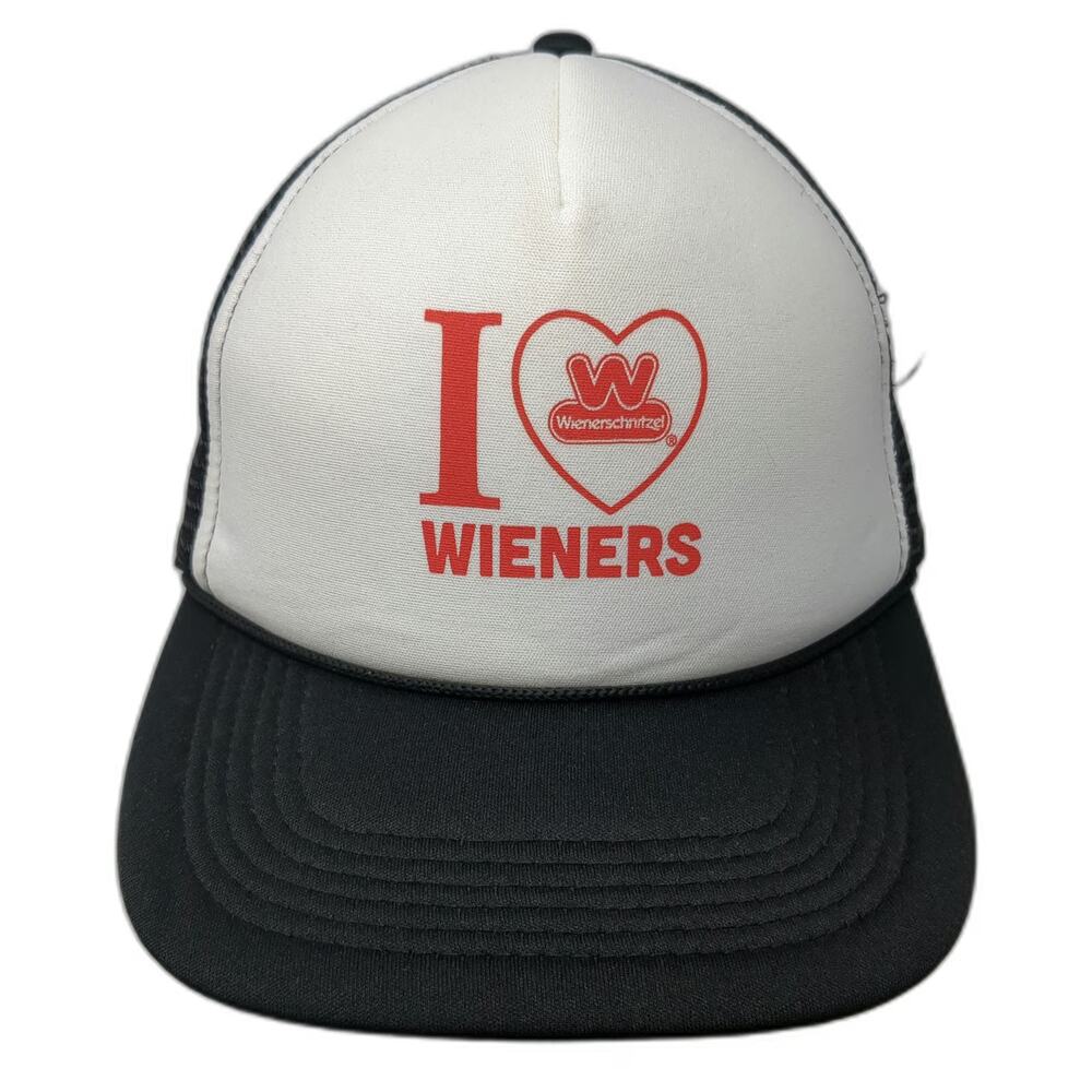 Clipper Trucker Hat Black One Size Wienerschnitzel I Heart Graphic Mesh Snapback